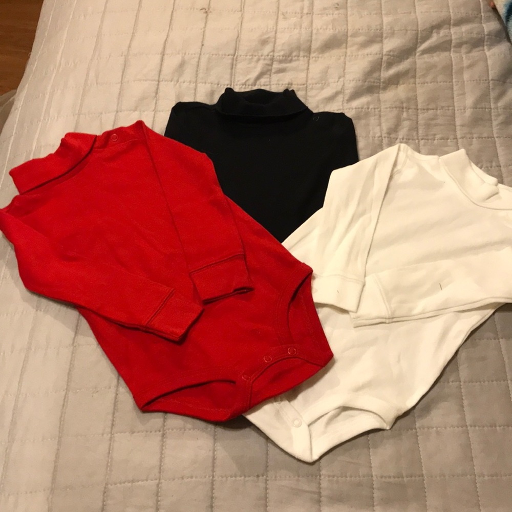 3 New Long Sleeve Turtle Neck Onesie
